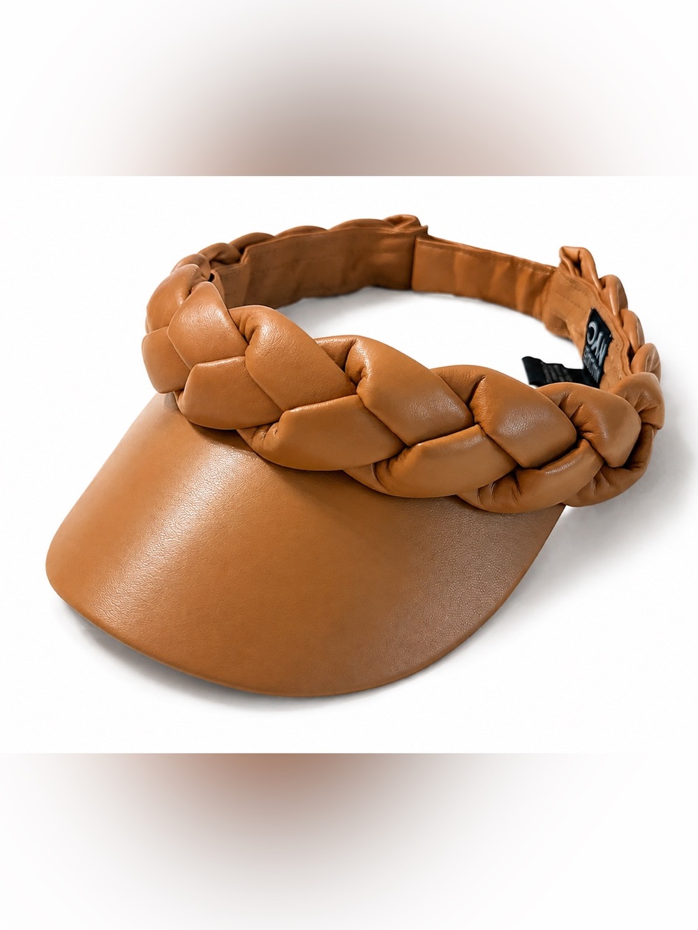 Madden NYC Braided Faux Leather Visor Brown Tan Adjustable One Size